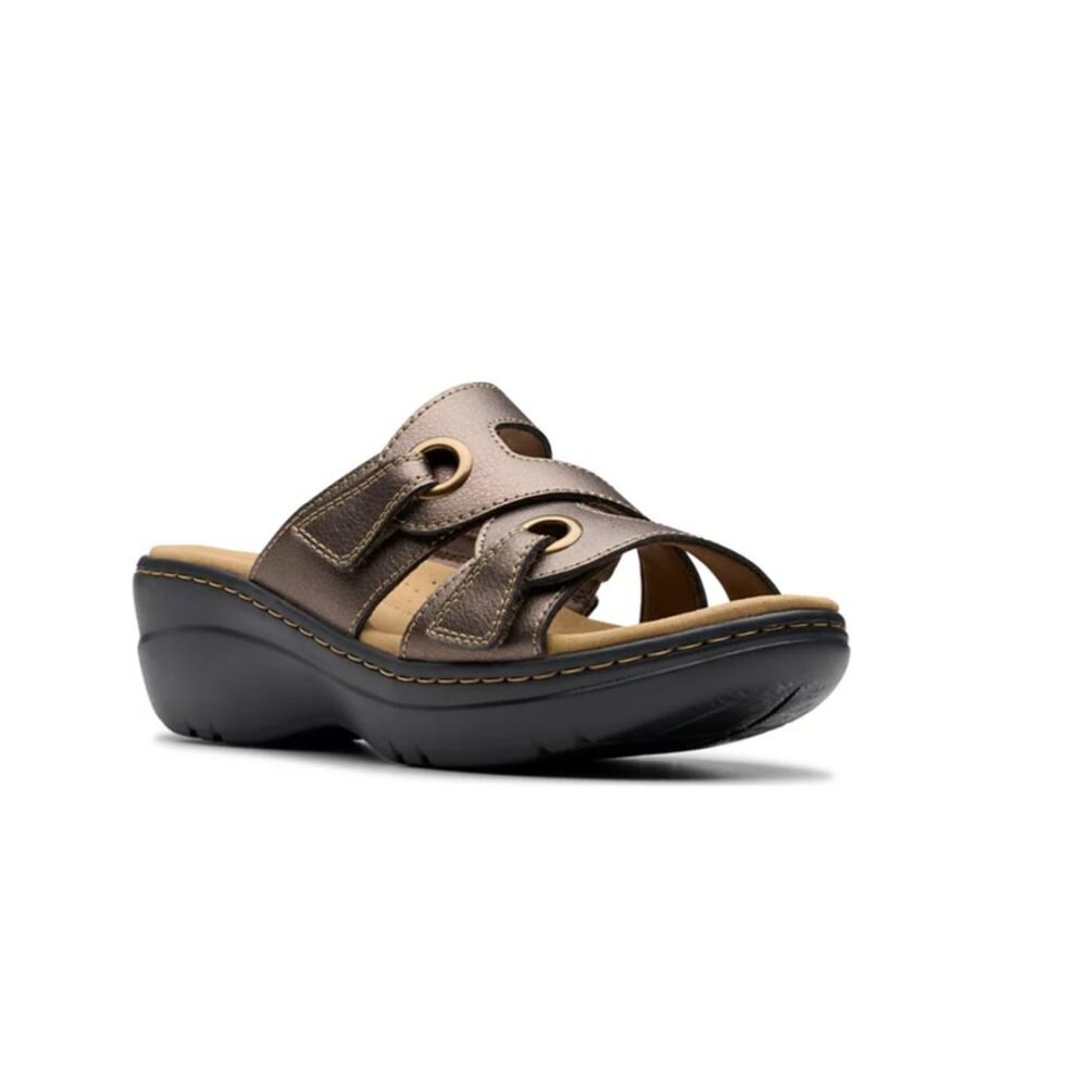 Clarks Women's Merliah2 Cove Casual Leather Wedge Sandals Bronze Size 11